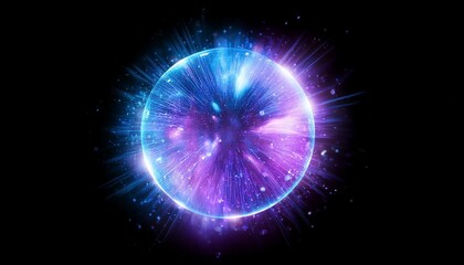 Galactic Energy: Abstract Orb with Blue and Purple Particles