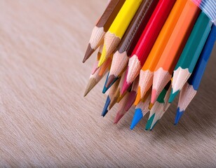 Obraz premium Close-Up View of Colorful Pencils with Copy-Space