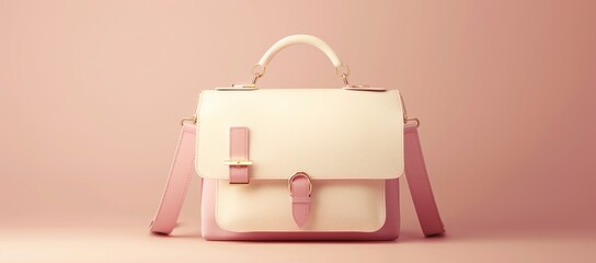 Elegant Pink Leather Handbag on a Pale Pink Background