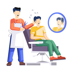 Hair trimming illustration in flat style 


