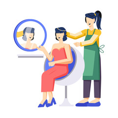 An illustration of hair stylist in flat style 

