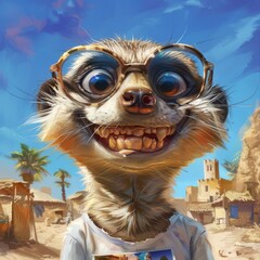 A Happy Meerkat in Glasses