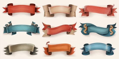 Colored Ribbons on White Background