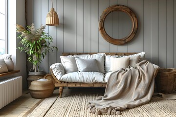 Cozy Minimalist Living Room with Wooden Accents and Neutral Tones - Interior Design for Modern Homes