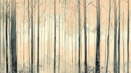 A unique abstract image of an autumn forest with blurred vertical lines