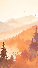 Autumn forest mountain scenery