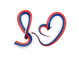 Serbian flag heart shaped ribbon. 3d illustration.
