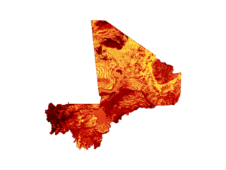 Mali map with the flag Colors Blue and Red Shaded relief map 3d illustration
