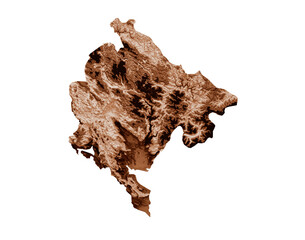 Map of Montenegro in old style, brown graphics in a retro style Vintage Style. High detailed 3d illustration

