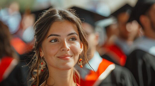 High-resolution capture of a graduation ceremony, tears of joy, proud family, 