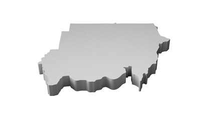 Sudan 3D map Geography Cartography and topology Blue surface 3D illustration
