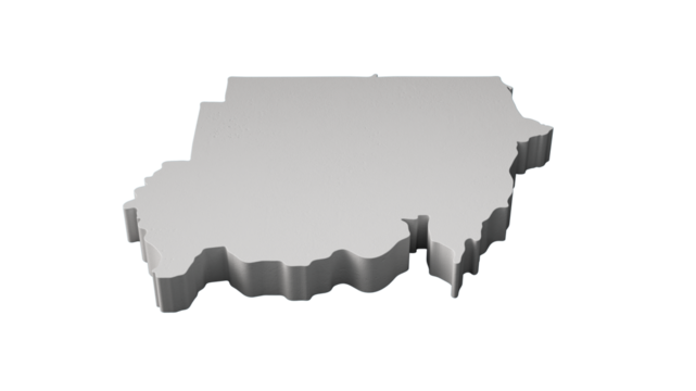 Sudan 3D map Geography Cartography and topology Blue surface 3D illustration
