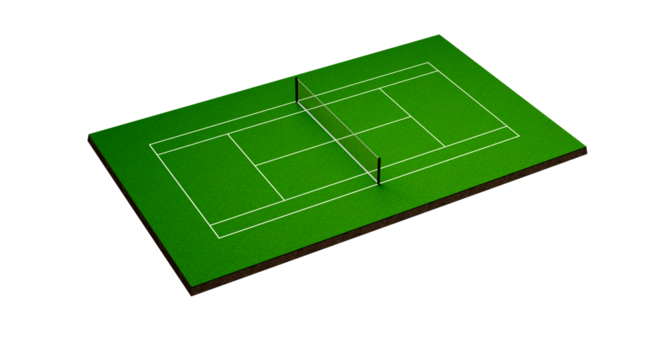 3d illustration of a tennis court with perspective
