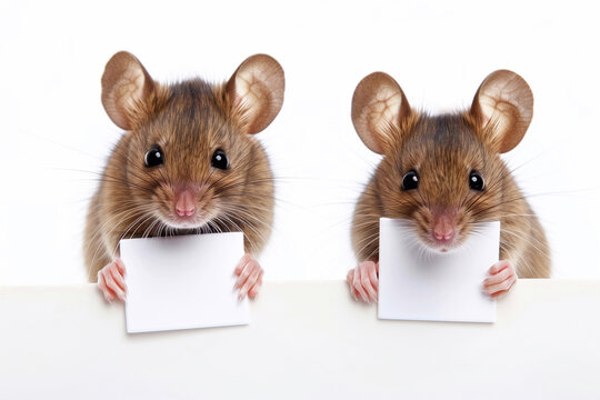 two mice holding a poster