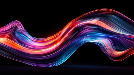 Naklejka premium A long exposure photo of a wave of light on a black background with a black background