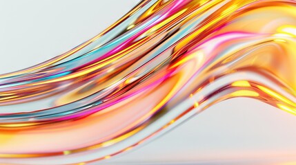   A white background shows a wave's multicolored reflection