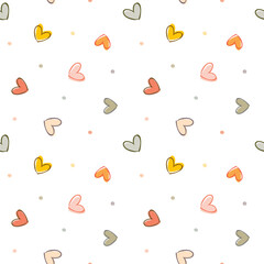 Seamless Pattern with Heart Design on White Background