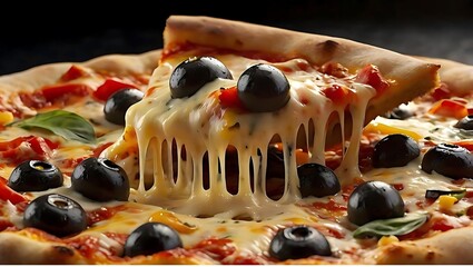 A close up view of pizza slice - AI Generated 