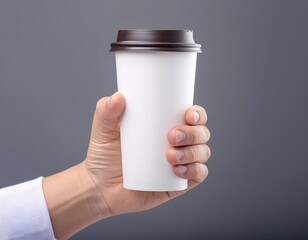 Close-Up Hand Holding Coffee Cup Mock-Up