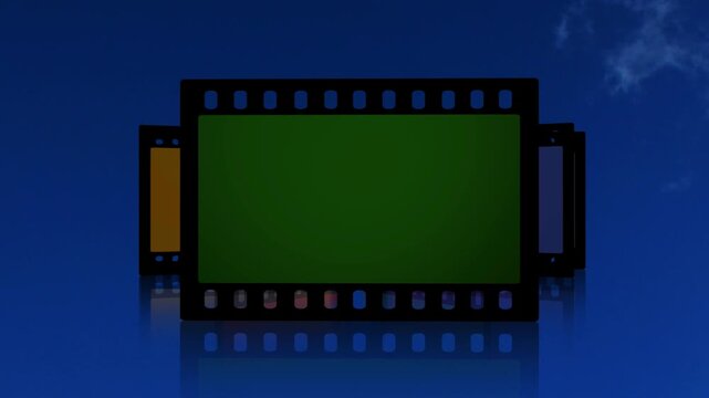 Advertising display on Film old album gallery Commercial Green Screen promotion space, animated slideshow horizontal