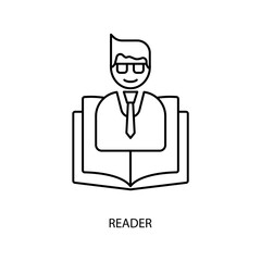 reader concept line icon. Simple element illustration. reader concept outline symbol design.