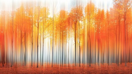 A unique abstract image of an autumn forest with blurred vertical lines