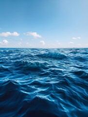 Fototapeta premium An ocean winter scene with a clear sky captures the serene beauty of the sea during the colder months. 