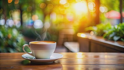 Cup of coffee on table with blurry background, coffee, beverage, drink, mug, table, caffeine, morning, breakfast, relaxation