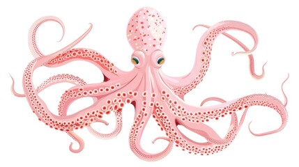 Obraz premium Pink Octopus with Green Eyes