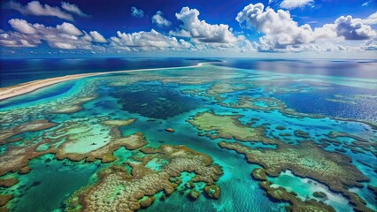 Beautiful aerial view of the Great Barrier Reef showcasing the vibrant underwater world and diverse marine life , Australia