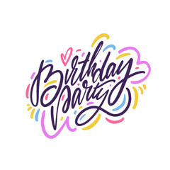 Fototapeta premium Colorful Birthday Party Invitation with Stylish Doodles. Festive design for your celebration