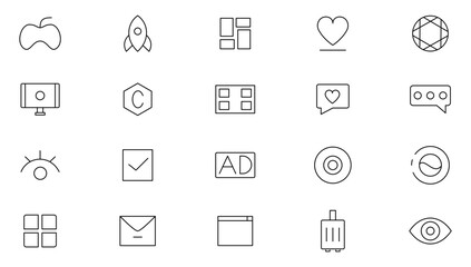 Influencer line icons set. Marketing, Ambassador, Feedback, Rating, Trust, Influence, People, Megaphone, Influencer, video, likes, social media outline icon collection. UI thin icons pack.