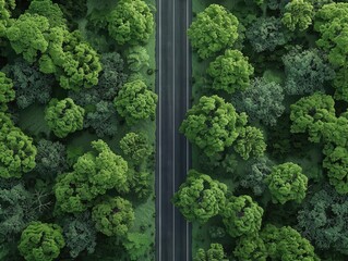 Road surrounded by trees from above