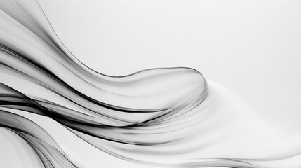 Obraz premium Black & white wave of smoke on white canvas-like background - artistic image
