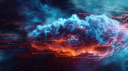 Cloud Computing Concept - Digital Network and Data Storage