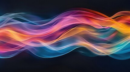   A multicolored wave of smoke is shown against a black background, while another image displays the same wave against a blue background