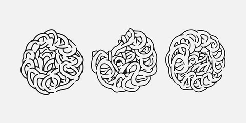 Set Collection of Kerupuk, indonesian cracker food snack. Hand drawn vector illustration. 