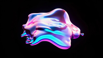 A stunning piece of abstract art features flowing, iridescent colors against a dark background, exuding a sense of dramatic elegance and mystery.