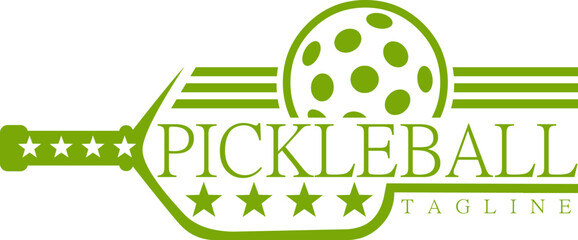 PickleBall Graphic Logo Design. Vector Hand Drawn Illustration Isolated On Transparent Background