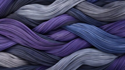   A close-up view of purple and gray yarn with textured yarnsticks forming wavy lines