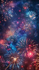Fototapeta premium Celebrate New Year's with fireworks and a copy space image at midnight