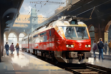 Capturing the Hustle and Bustle: Deutsche Bahn Train Arrives at a Busy Station amidst Radiant Daylight
