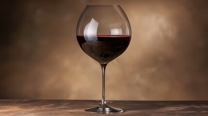 Glass of Red Wine on Wooden Table