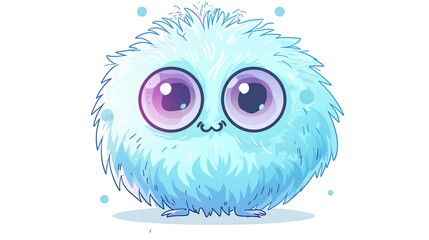 Obraz premium Create a clipart of a Fluffy Monster A round, fluffy creature with big eyesin a kawaii style, simplified to feature fewer elements for a cleaner look, Use a color palette that is appealing to c