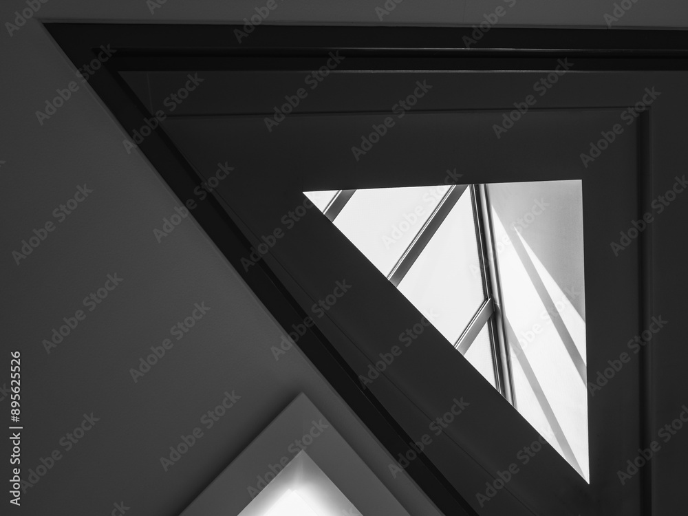 Poster triangle glass window modern building architecture details