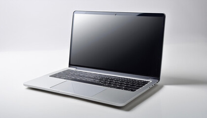 A sleek, modern laptop open and isolated on a white background, emphasizing its technological sophistication and design.