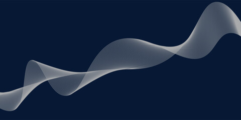 Abstract glowing wave lines on dark blue background. Dynamic wave pattern. Modern flowing wavy lines. Futuristic technology concept.