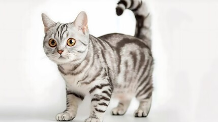 Obraz premium Curious Silver Classic Tabby Cat Staring Attentively