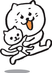 かわいい女子猫キャラの日常イラスト