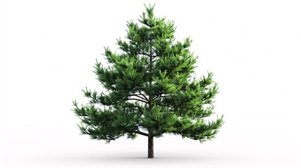 Obraz premium A solitary evergreen Norfolk pine, with a clipping path, stands out against a white backdrop.